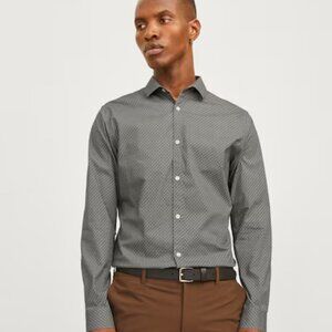 ⭐️ Host Pick ⭐️ Jack & Jones | Grey Melange Slim Fit Shirt * New